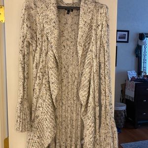 Wrap sweater with bell sleeves